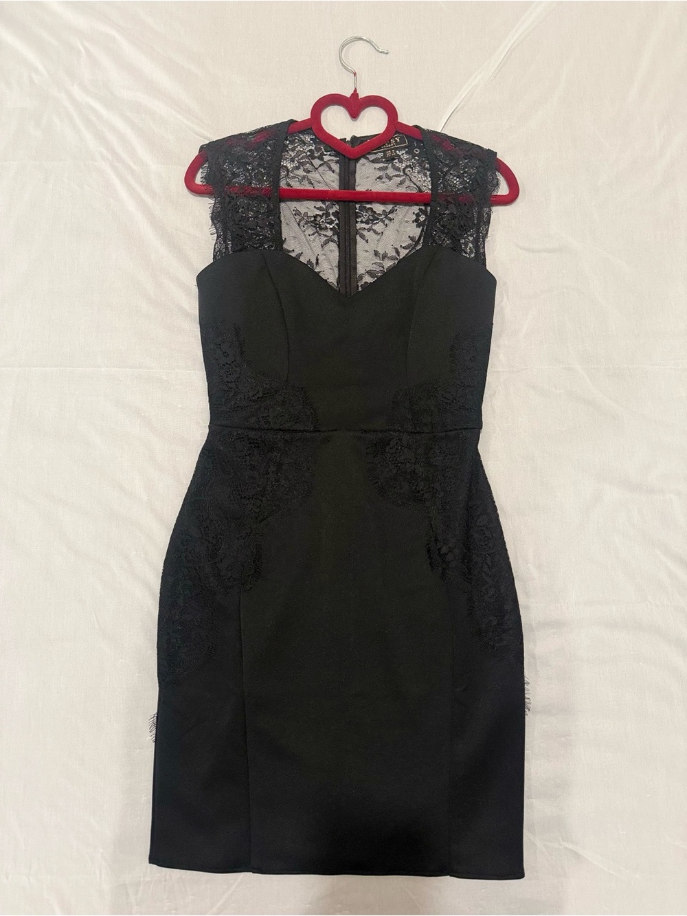 Lipsy Black Lace Illusion Neck Mini Dress